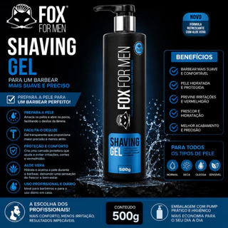 Kit Barba Shaving Gel 500g + Loção Pós Barba Calmante 240g - Fox For Men