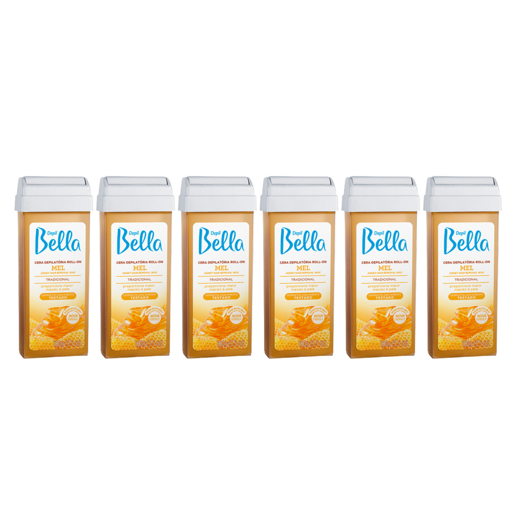 Kit Cera Depil Bella Roll-on Mel com 6 unidades | Shopee Brasil