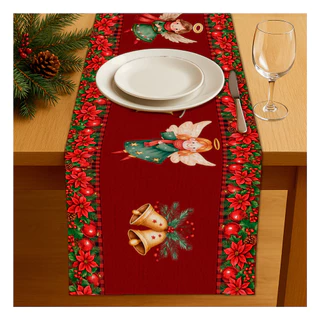 Trilho Caminho De Mesa Natalino Decoração Para Ceia De Natal Tecido Sublimado