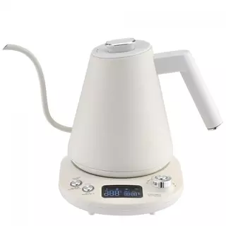 Chaleira Elétrica Bico Fino (Bico de Ganso) ProHome Classic 1L c/ Control de Temp 40–100°C LCD Branco