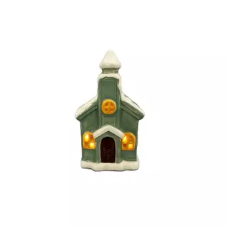 Igreja Casinha Vila Natalina Green Snow  6X6X11CM em Oferta na Shopee