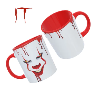 Caneca It a coisa pennywise halloween vermelha preta terror