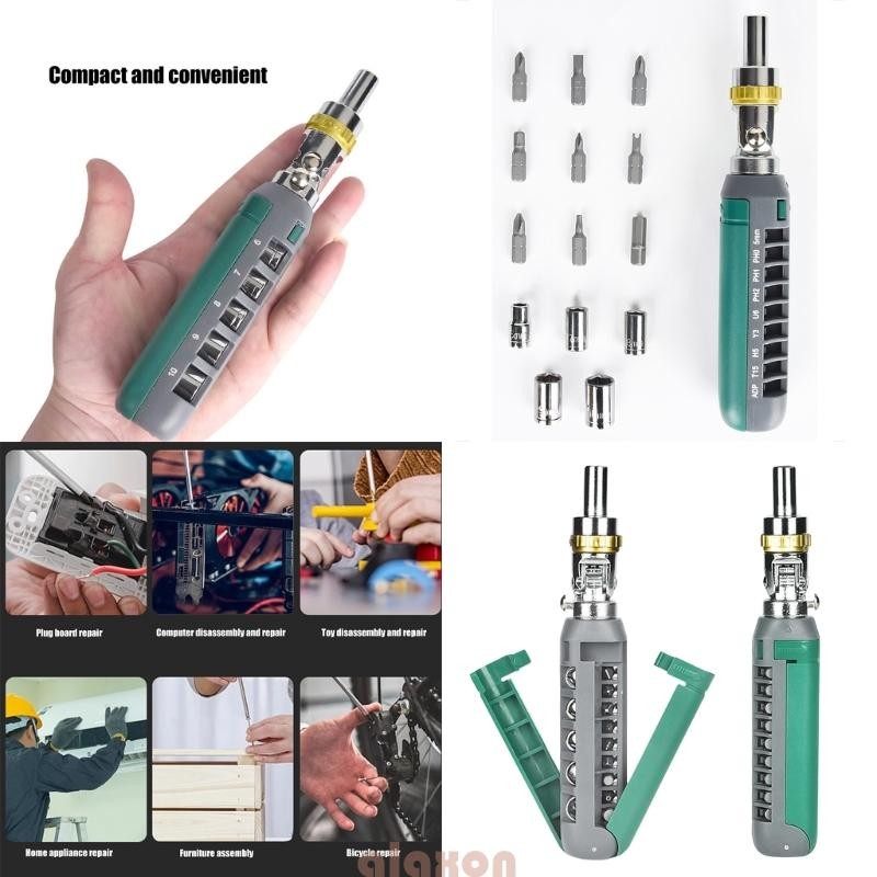 Conjunto Chave Fenda Catraca Ângulo Ajustável Ferramenta Reparo Profissional 14 Bits