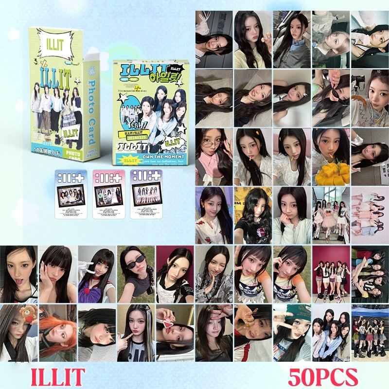 50-55pcs/box ILLIT Holográfico Laser Lomo Cartões SUPER REAL ME