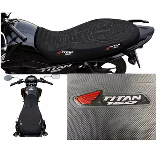 Capa Banco Trialli Titan 160 Preta Nome Honda Branco