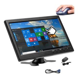 Tela Monitor Ahd Ftv Controle Hdmi Vga Usb Rca Cor Preto 10 Polegadas