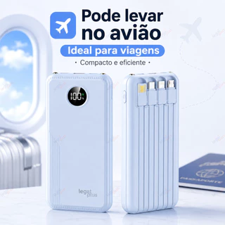 Carregador Portátil 12.000 e 26.000mAh 22,5W PD Carregamento Rápido 4 Cabos Tela Digital Vários Dispositivos