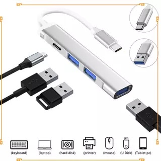 Adaptador OTG Para Laptop Tipo C Expansor USB 3.0 De 4 Portas PC Telefone Tablet