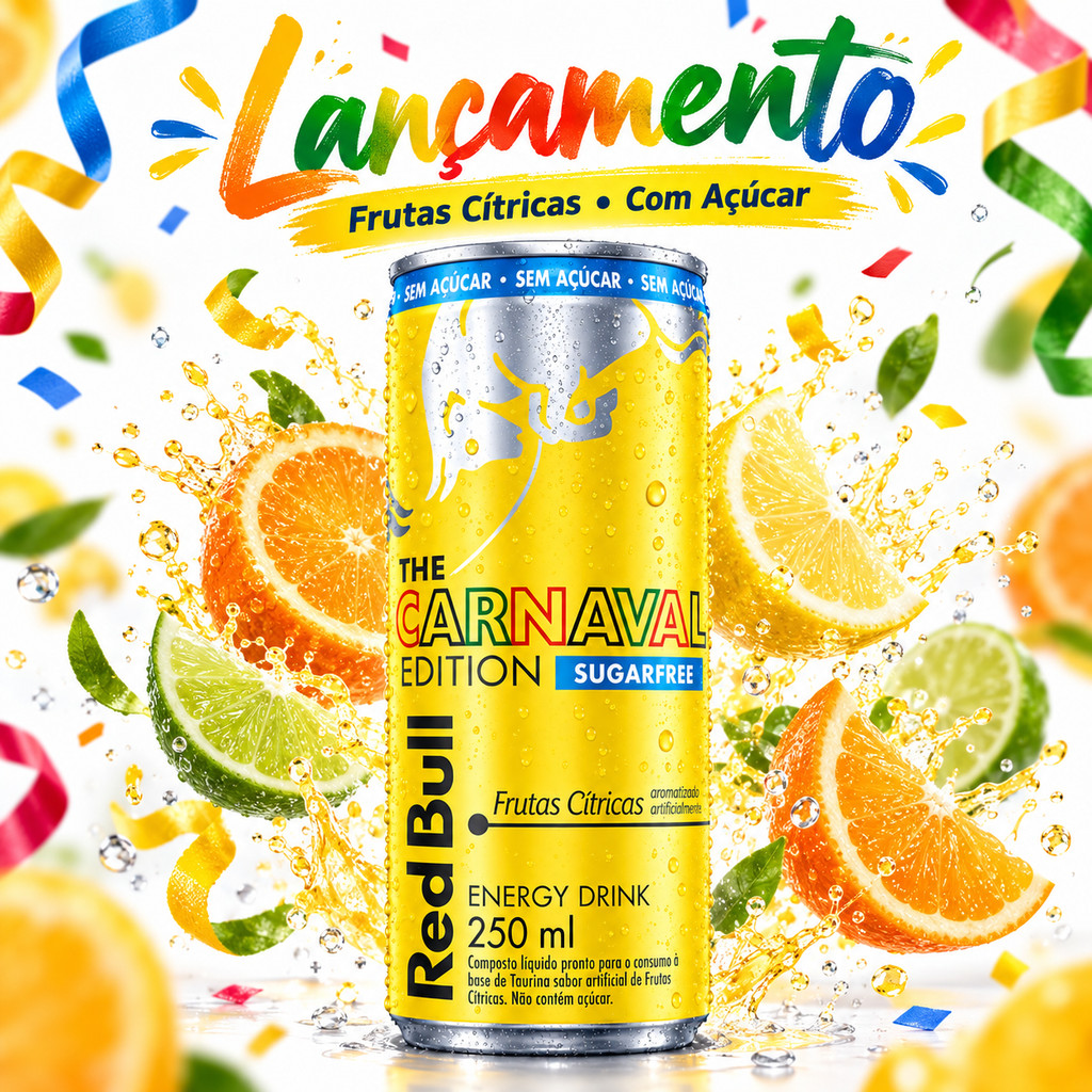 Energético Redbull 250ml Frutas Cítricas Carnaval Sugar Free