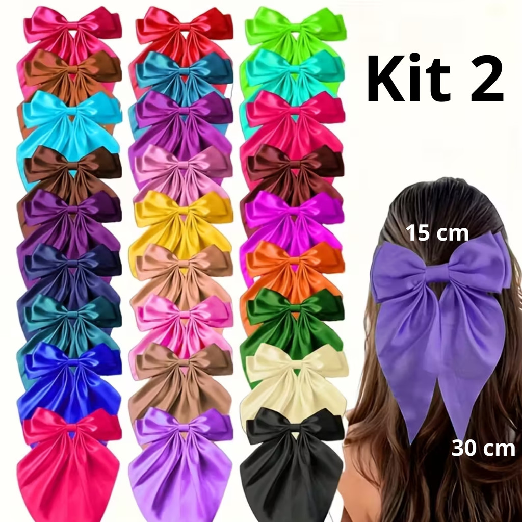 Kit 2 Laço de Cabelo Grande Adulto Feminino Luxo Moda Dorama Blogueira ...
