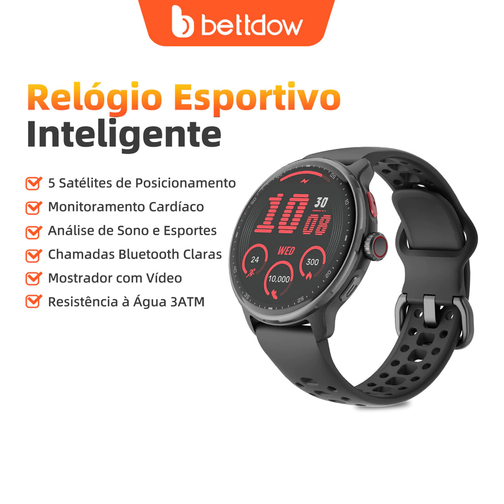 smartwatch GPS BETTDOW Com Aplicativos AI Integrados , Resistência À Água De 3 ATM E display AMOLED