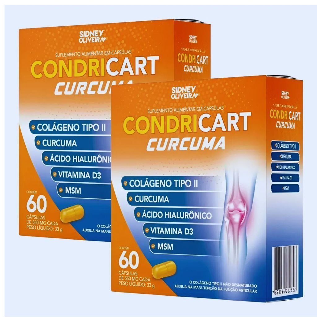 Kit 2 Condricart Colágeno Tipo II + Cúrcuma + Ácido Hialurônico ...