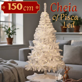 Árvore De Natal BRANCA 150cm 220 Galhos Pinheiro Cheia Premium