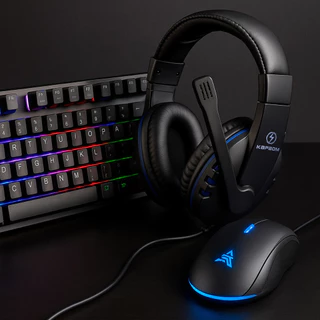 Kit Teclado Semi Mecânico Anti-Ghosting e Mouse Gamer Com Iluminação RGB + Fone Profissional Com Fio
