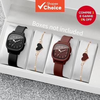 2/4 Pçs Moda Quadrada Relógios Femininos Casual Pulseira De Silicone Relógio De Pulso De