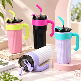 Copo Térmico 860ml com Alça e Canudo de Silicone Água e café 1 - 11