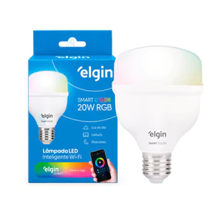 Lâmpada Inteligente Led Bulbo 20w Rgb Smart Color Elgin Compatível C/ Alexa Google Wi-Fi Bivolt