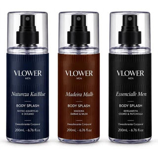KIT 3 BODY SPLASH MASCULINO PERFUME 200ML DESODORANTE CORPORAL VLOWER