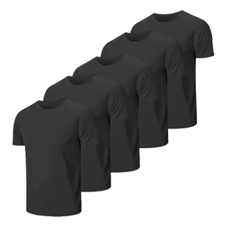 Kit 5 Camisetas Masculina Poliester Basica Lisa Plus Size
