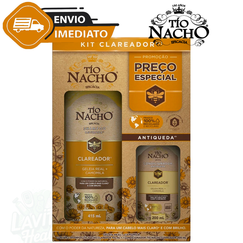 Tio Nacho Kit Clareador Shampoo 415ml Condicionador 200ml: Onde Comprar | BuscaProdutos