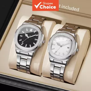 Relógio Masculino De Quartzo Com Mostrador Quadrado Estilo Nautilus Exibição De Data, Textura Preta/Branca, Acessórios