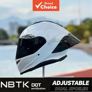 Capacete De Motocicleta Nbtk Full Face Gloss Branco Pérola Acabamento Dot Ece Aprovado Abs Leve