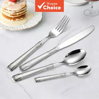 Conjunto de Talheres Inoxidável para 4 pessoas. Talheres elegantes: faca, colher, garfo e colher de chá para uso em casa