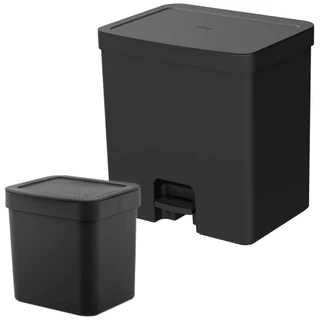 Lixeiras para Banheiro e Cozinha Trium Preta 20L e 2,5L 2 peças - Ou em Oferta na Shopee
