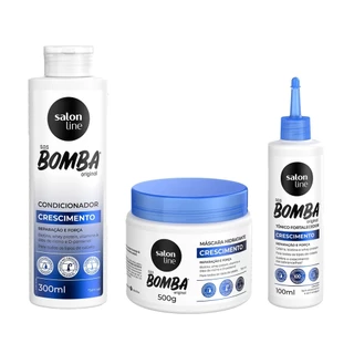 Kit com Condicionador e Máscara de Hidratação SOS Bomba Original + Tônico Fortalecedor Crescimento Acelerado Salon Line em Oferta na Shopee