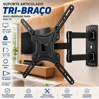 Suporte Articulado para TV Televisão Smart e Monitor de 14 a 55 Polegadas – LED, PLASMA, LCD