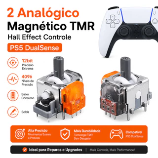 2 Analógico Magnético TMR Hall Effect Controle PS5 DualSense 12bit 4096 Níveis Baixo Consumo Solda