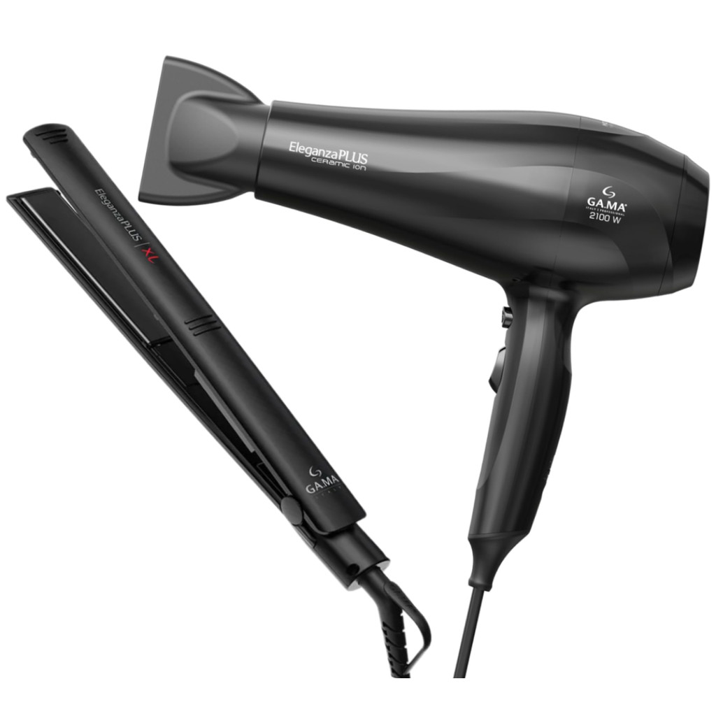 Secador Gama Eleganza Plus Ceramic Íon 2100W e Prancha Eleganza Plus ...