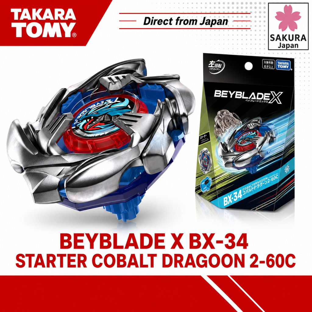 BEYBLADE X BX-34 Starter Cobalt Dragoon 2-60C | Shopee Brasil