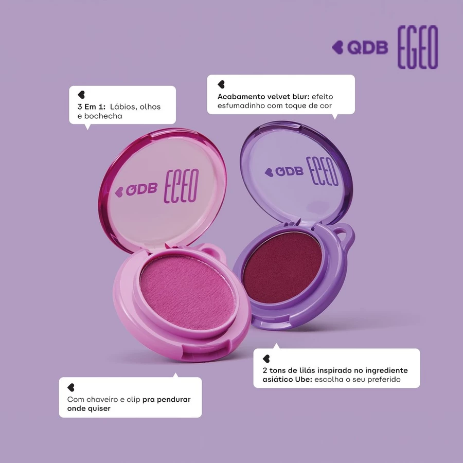 Batom 3 em 1 Berry Framboesa Lip & Cheek QDB Egeo Ubessesion 2,5g — foto 2