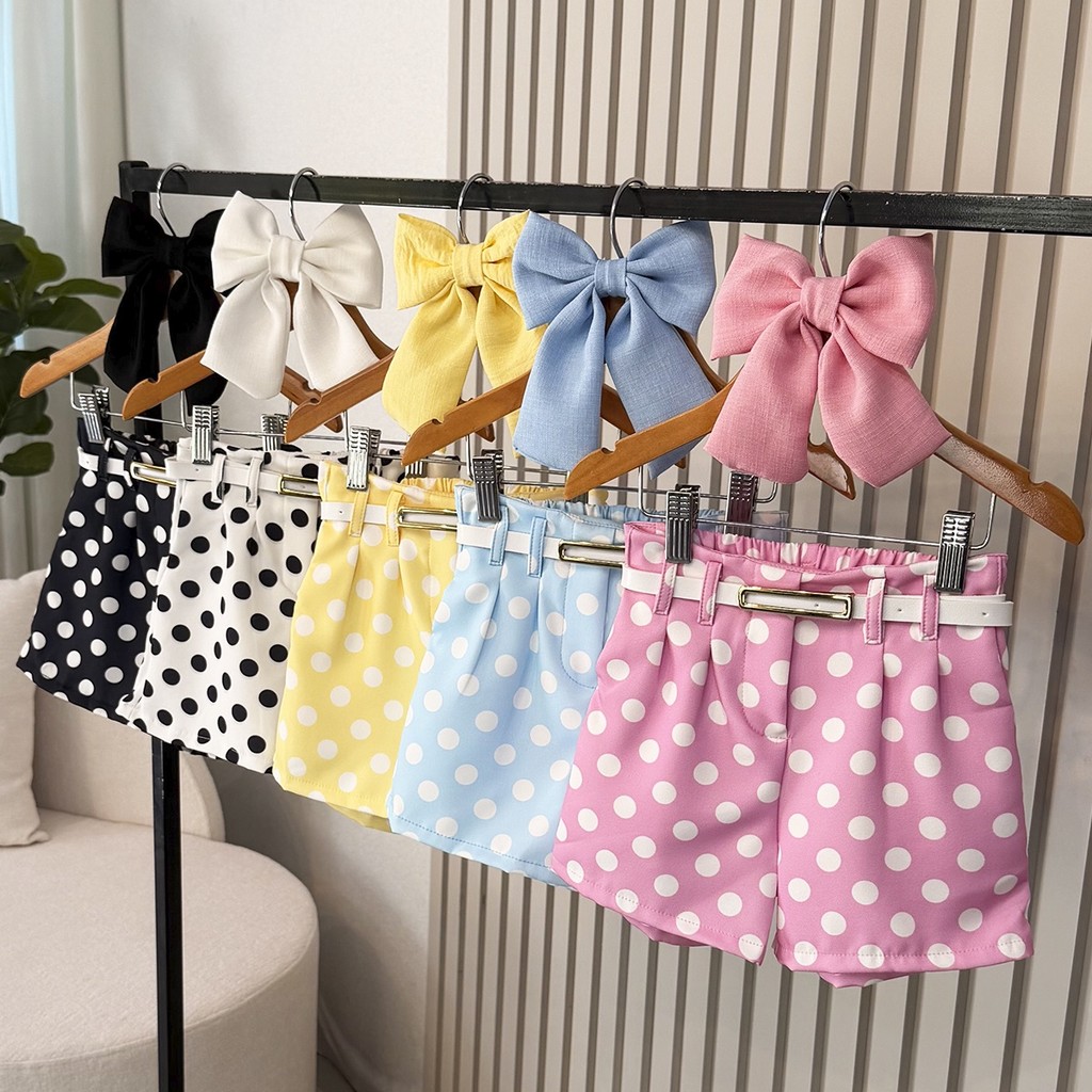 Short Infantil Carol com Cinto Azul, Rosa, Branco, Preto e Amarelo ...