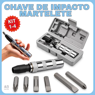 Kit Chave de Impacto Manual Fenda Bits e Soquete 1/2 6 Peças Com Maleta