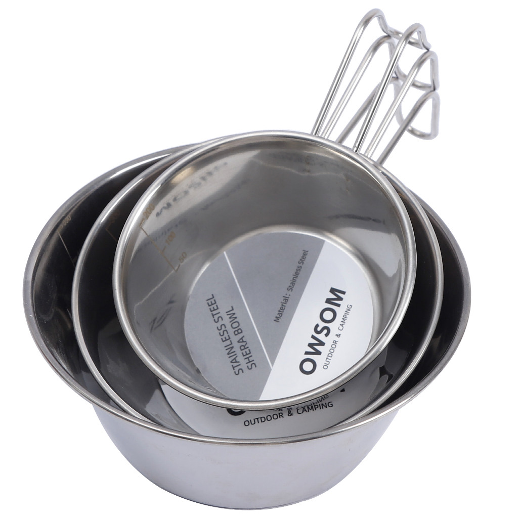 Kit 3 Tigelas Redonda Cumbuca Panelas Em Aço Inox Com Cabo C