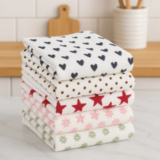 Kit 5 Panos de Prato de Microfibra Toalha Para Cozinha e Limpeza em Geral