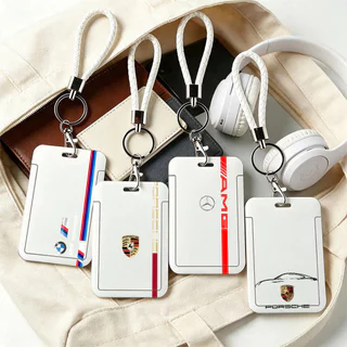 Porta‑crachá estilo fofo com cordão trançado porta cartão para carteirinha estudantil e cartão de transporte KT
