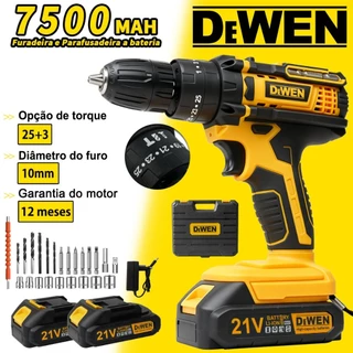 Parafusadeira Furadeira de Elétrica Sem Fio Impacto 2Bateria 3 funções Kit Completo Acessórios 28pcs