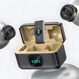 Microfone Wireless Lapela TECHO PRO Magnético Noise Cancelling Compatível com iPhone e Android Type-C Vídeos e Vlog