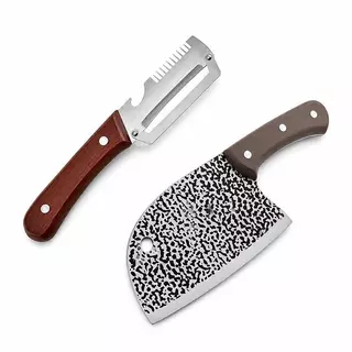 Cutelo Resistente com Padrão Martelado + Descascador, Kit de Utensílios Práticos para Cozinha