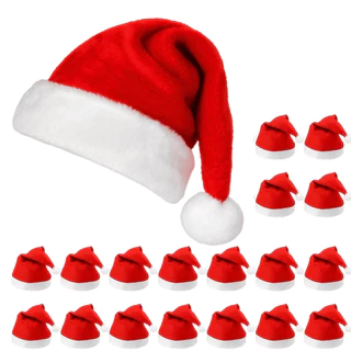Kit 10 Gorros Luxo de Natal Papai Noel Feltro Vermelho Tradicional para Festas Empresa e Decorações
