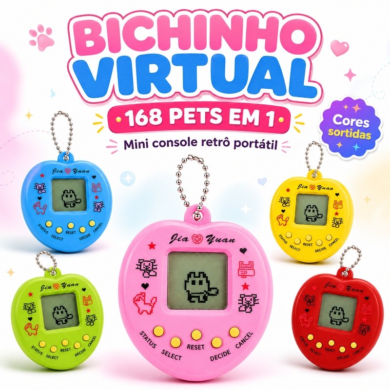 Bichinho Virtual Tamagotchi 168 Pets Em 1 | Mini Console Retrô