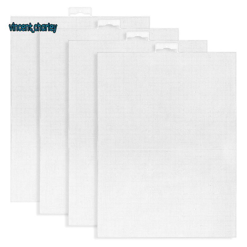 4 Folhas Plásticas Da Lona Malha Contagem Dos Pces 14 Para O Bordado , Tela Plástica Branca Do (8x11 Polegadas)