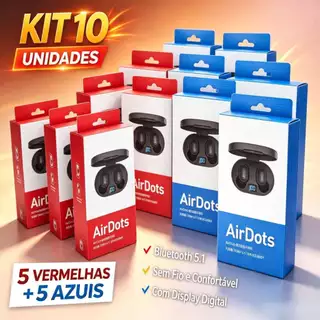 Kit com 5/10 unidades de fones de ouvido Bluetooth E6S AirDots TWS com tela digital, Bluetooth 5.1 para revenda
