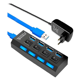 Hub Usb 3.0 4 Portas Com Fonte 5v Cabo 50cm Preto