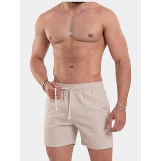 Short Bermuda Linho Masculino Casual Verão Cintura Elástica confortável