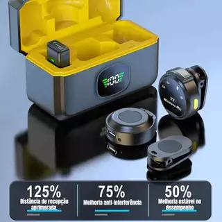J6 Duo Microfone Sem Fio Lapela Magnético Duplo, Redução de Ruído, Para Celular Gravação Vídeo