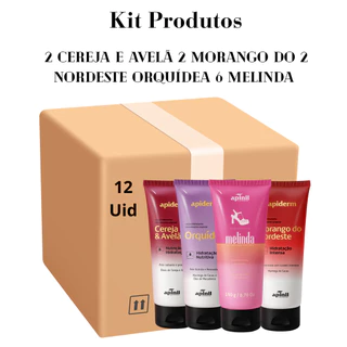 Kit com 12 Unidades Loção Hidratante Corporal Apiderm 2 Cereja e avelã 2 Morango do nordeste 2 Orquídea 6 melinda 190g